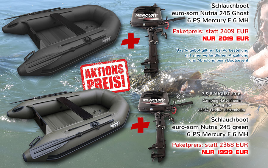 Sonderangebot: Schlauchboot NUTRIA 245 mit 6 PSMercury Außenborder